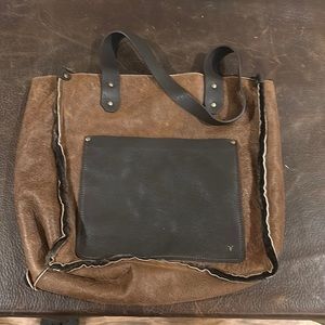 Trask reversible handbag. shearling on one side soft leather on the other